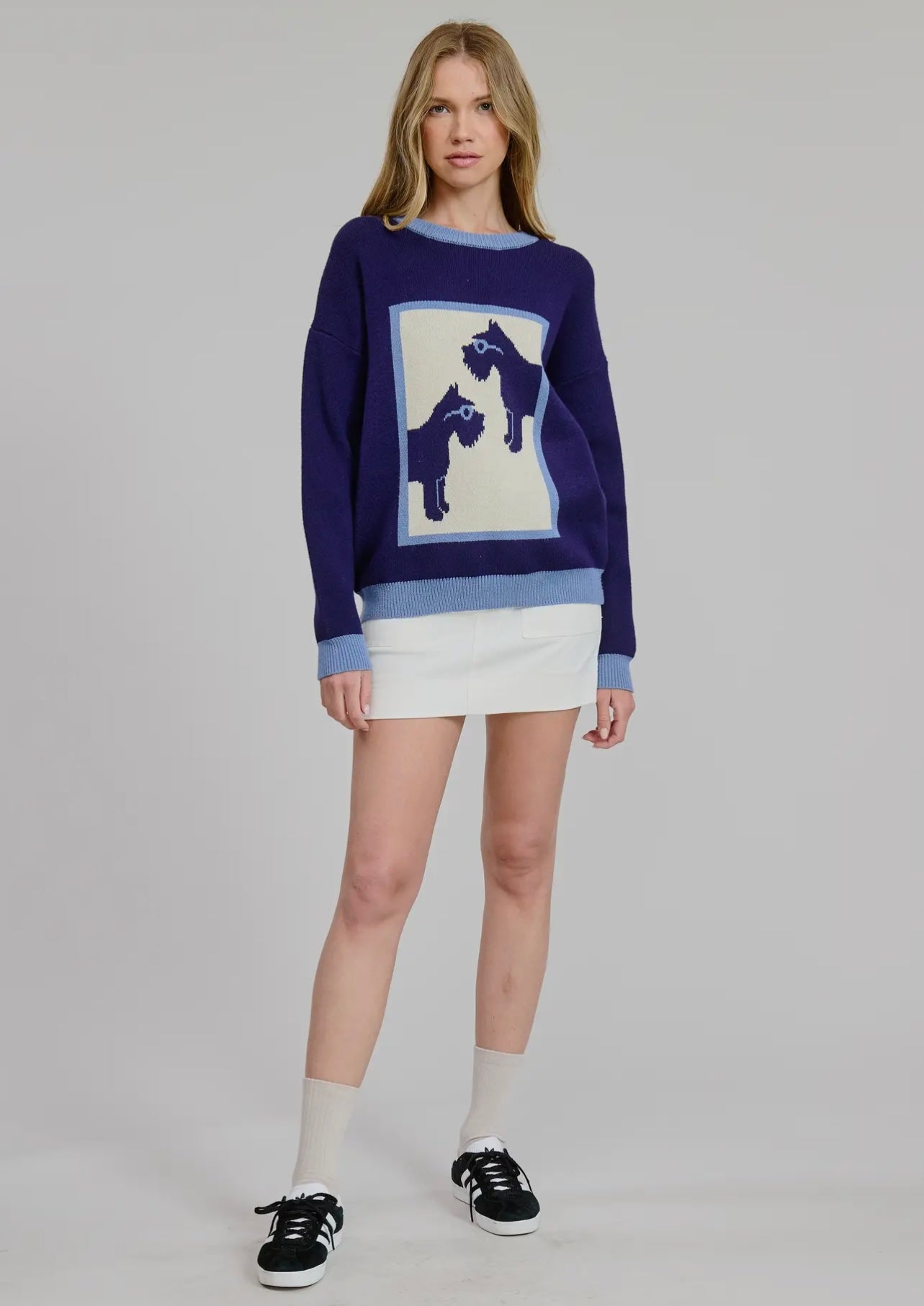 Schnauzer Crewneck Pullover Knit Sweater
