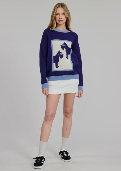Schnauzer Crewneck Pullover Knit Sweater
