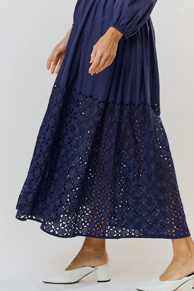 Cotton Eyelet Midi Dress