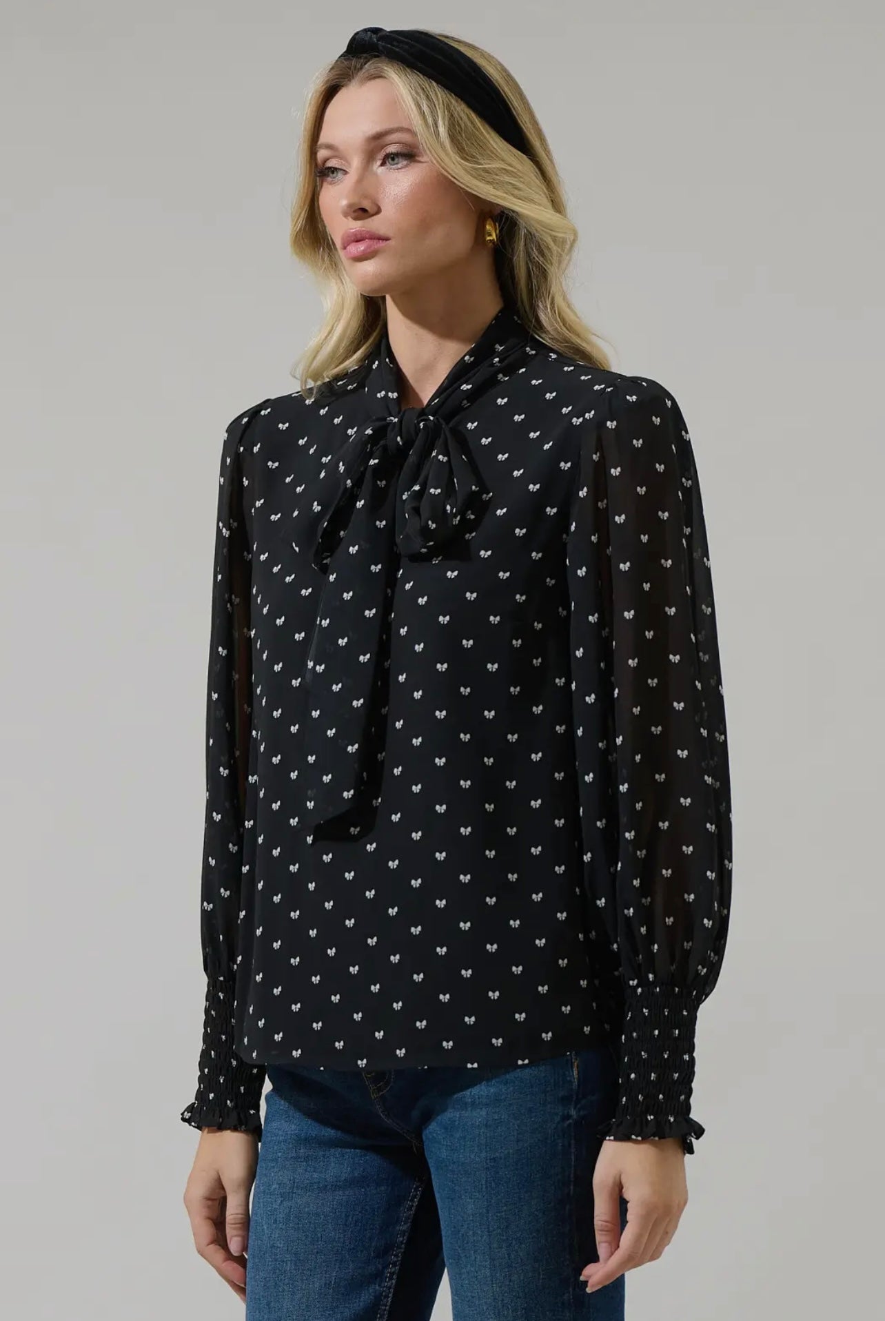 Rosaly Bow Etienne Tie Neck Long Sleeve Blouse