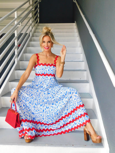 Geometric Print Tiered Maxi Dress