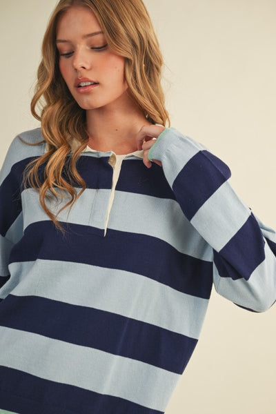 Sloane Striped Rugby Knit Top