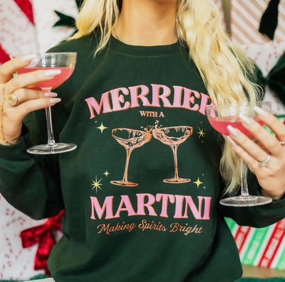 Merrier With A Martini Graphic Sweatshirt