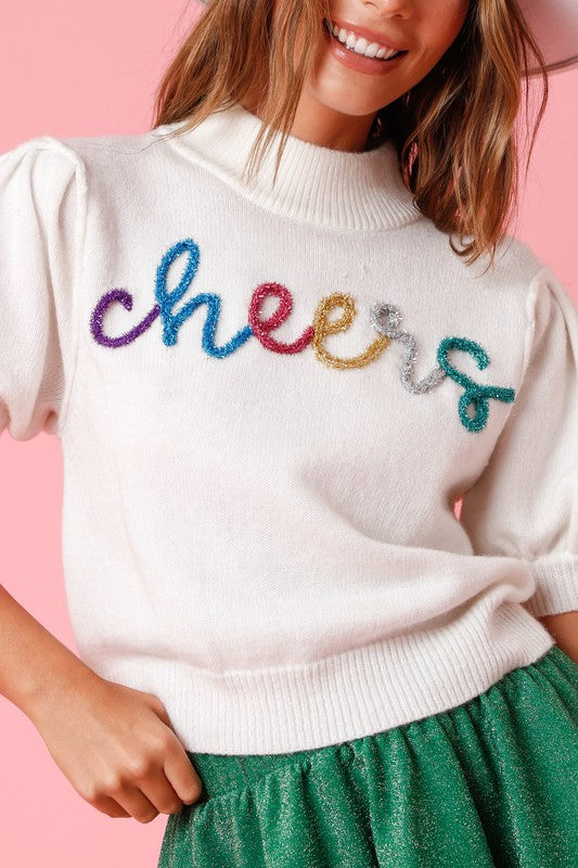 Cheers Lurex Embroidery Knit Sweater