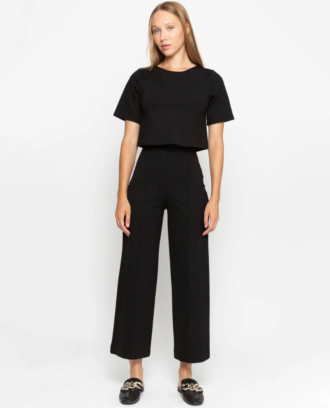 Ponte Knit Straight Leg Pant Cropped by Ripley Rader