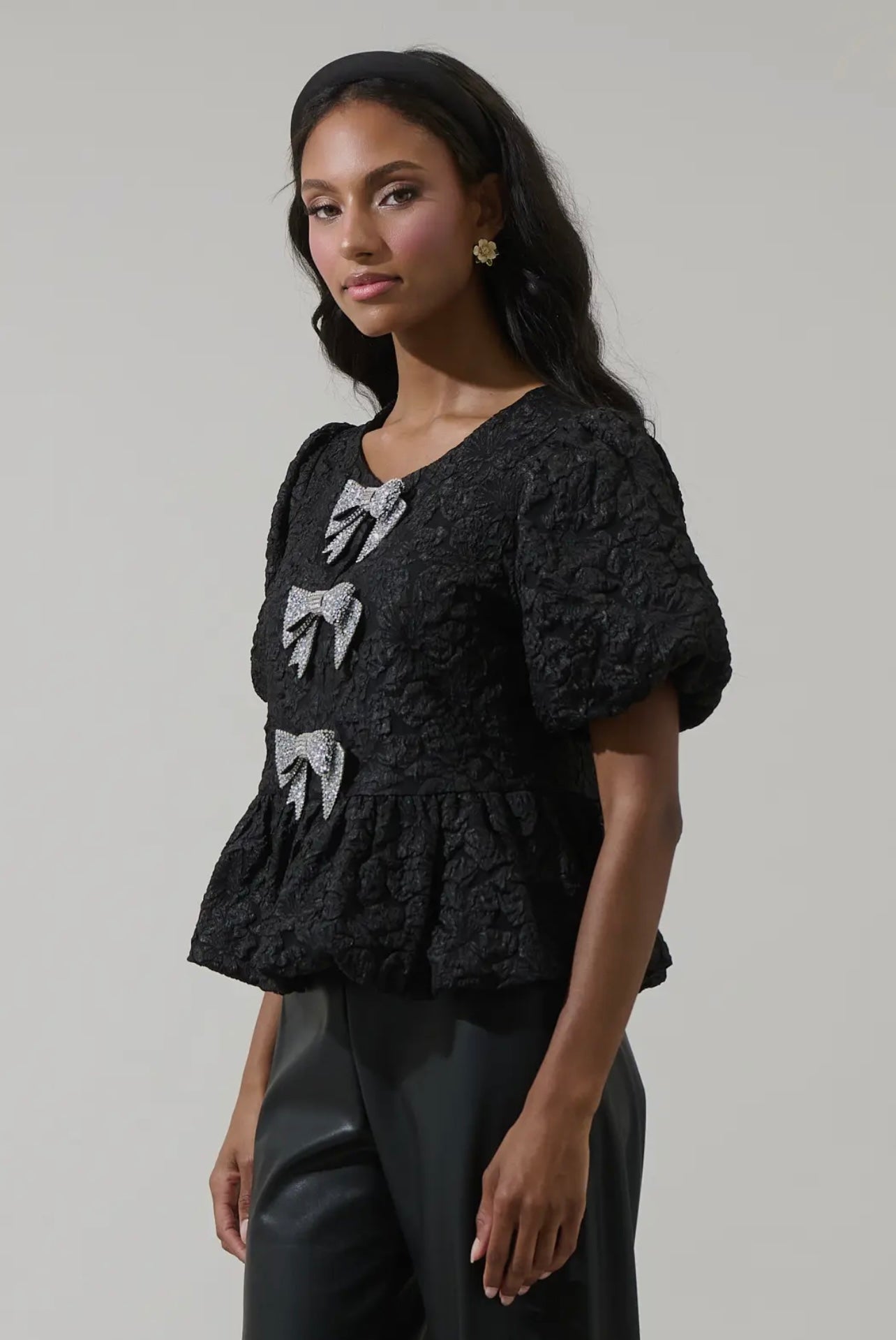 Arielle Jacquard Glow Bow Top