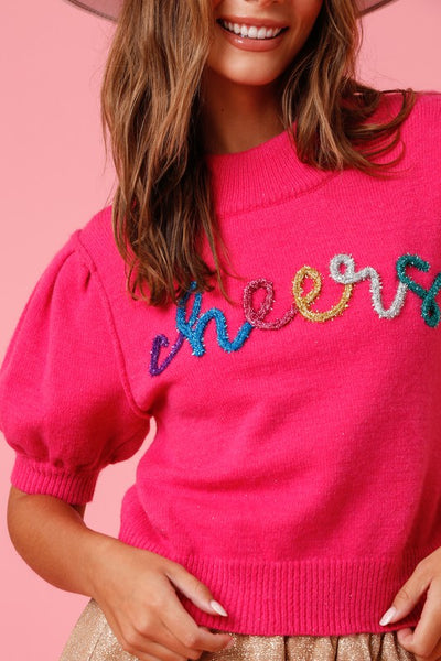 Cheers Lurex Embroidery Knit Sweater