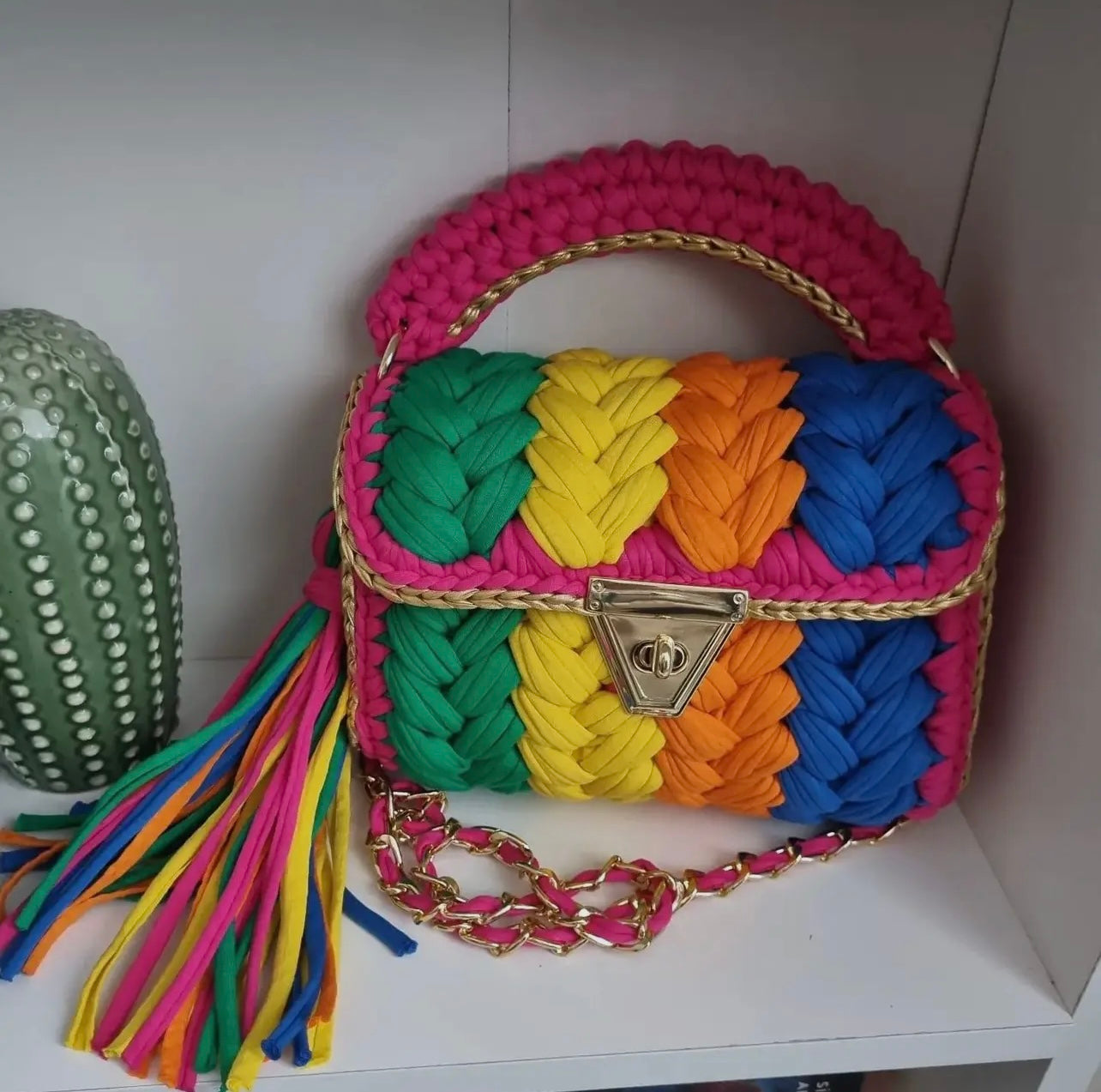 Handmade Braided Mini Top Handle Handbag