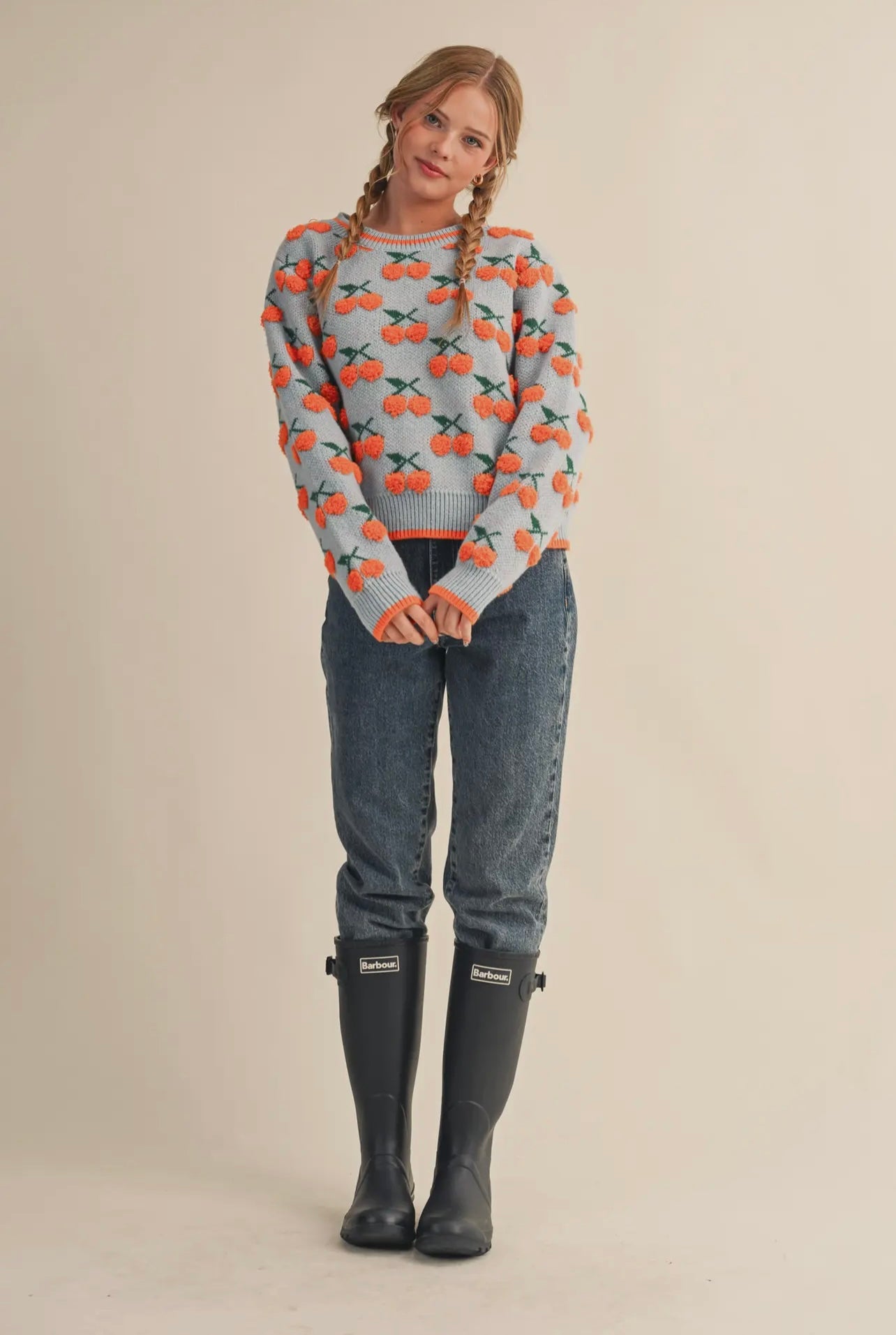 Fuzzy Cherry Knit Sweater