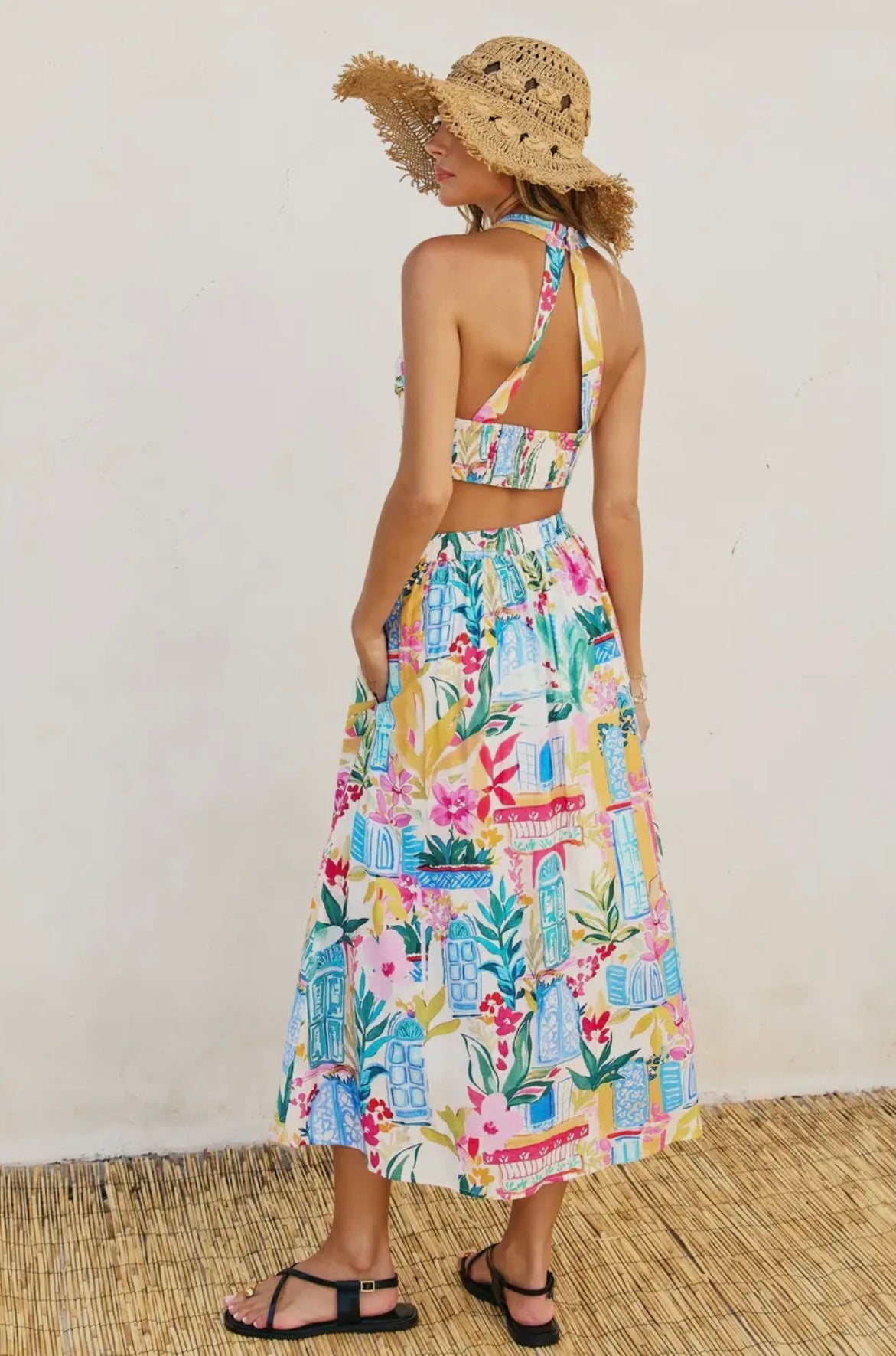 Long Summer Crop Top & Midi Skirt Set