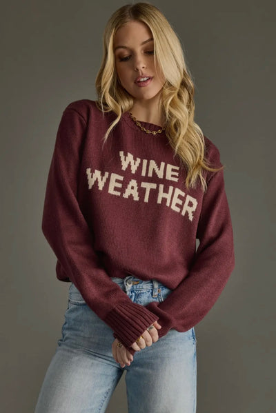 Wine Weather Knit Pullover Sweater
