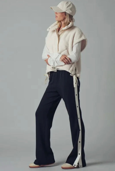 Side Snap Contrast Stripe Track Pants