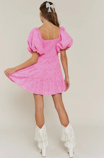 Gigi Pink Eyelet Babydoll Sundress