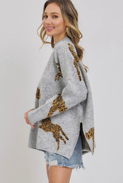 Leopard Pattern Oversized Knit Sweater