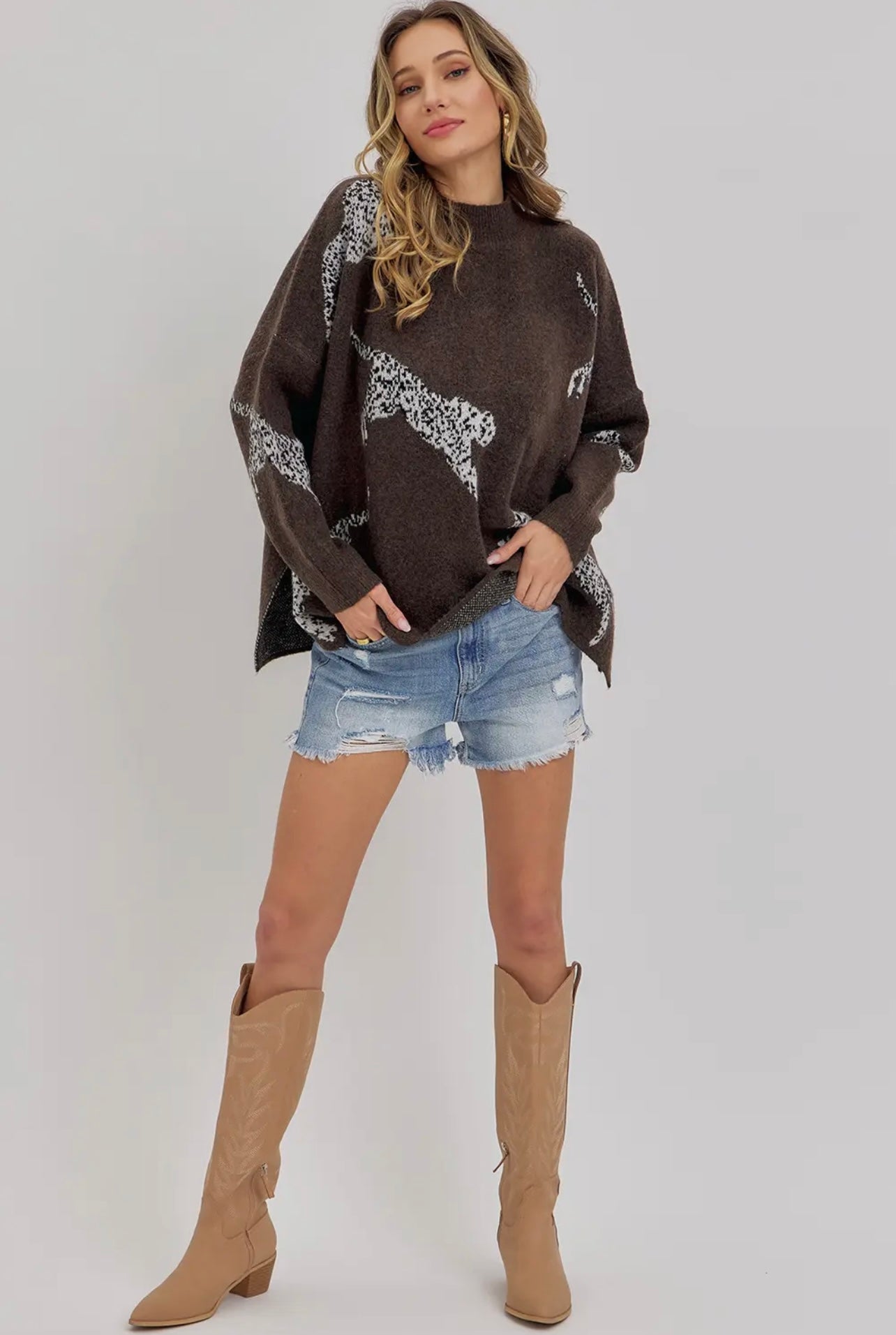 Leopard Pattern Oversized Knit Sweater
