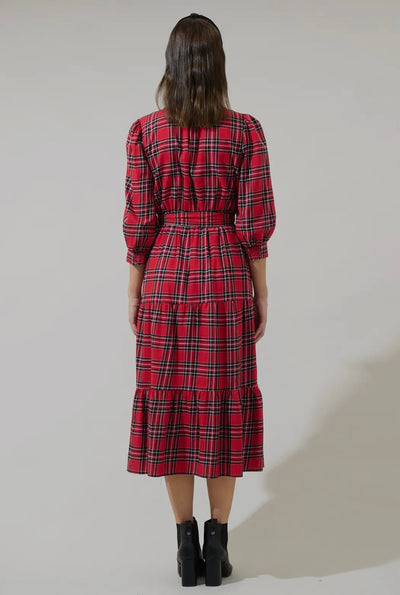 Boswell Tartan Plaid Midi Dress