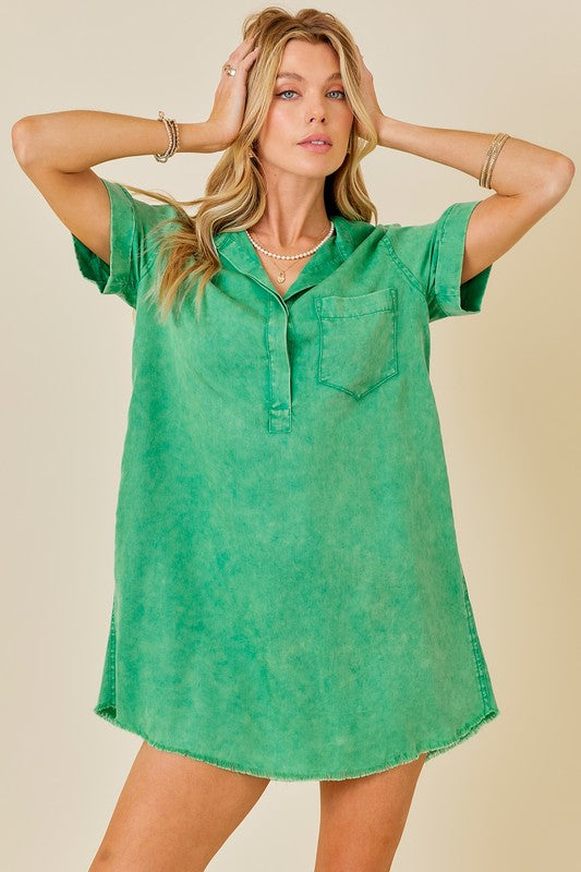 Sabrina Short Sleeve Washed Tencel Shirt Dress