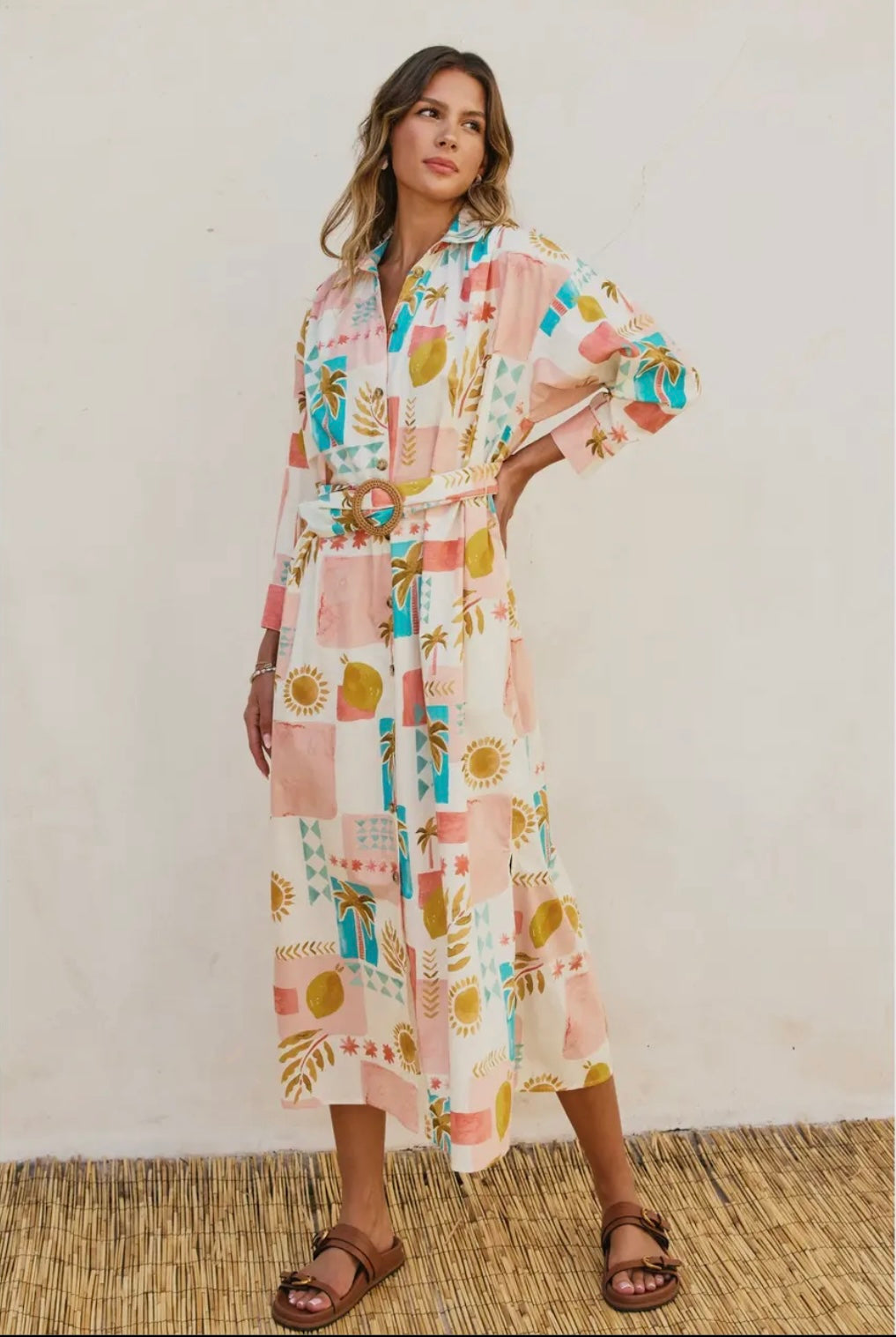 moroccan shirt dress Moroccan Oversized Printed Shirt Dress Set prettylilygal