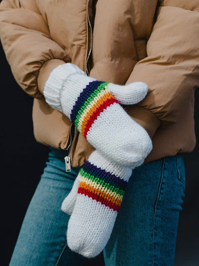 Rainbow Pattern Knit Mittens