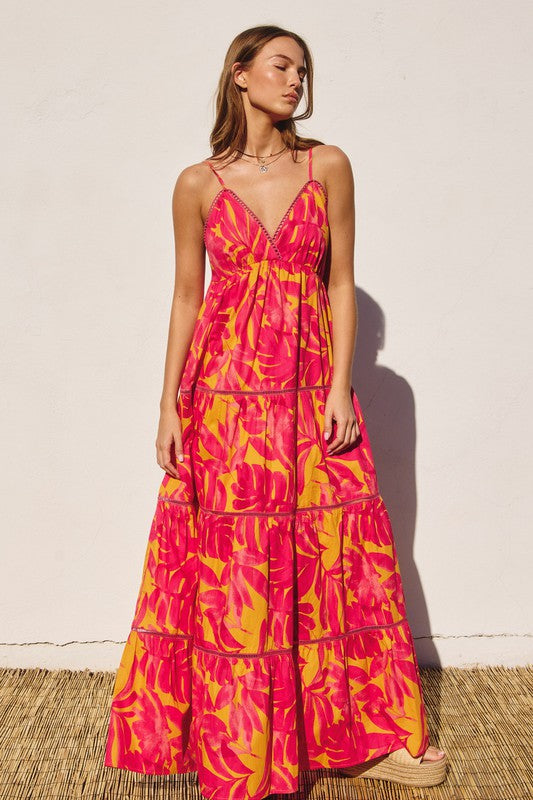 My Desire Lace Trim Tiered Maxi Dress