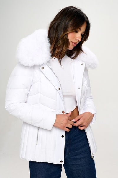Elyse Puffer Coat with Faux Fur Collar