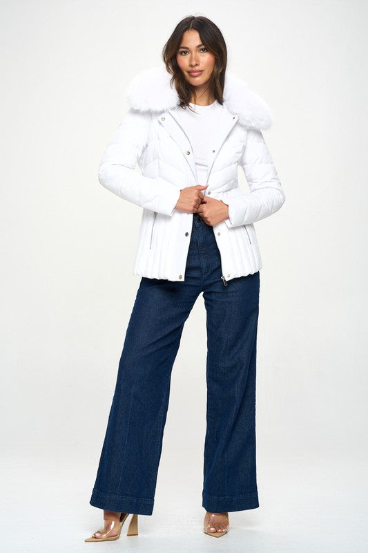 Elyse Puffer Coat with Faux Fur Collar