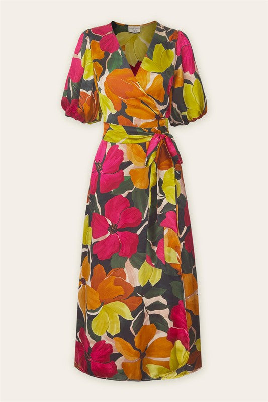 Euphoria Bubble Sleeve Wrap Dress - Small Euphoria Bubble Sleeve Wrap Dress - Small