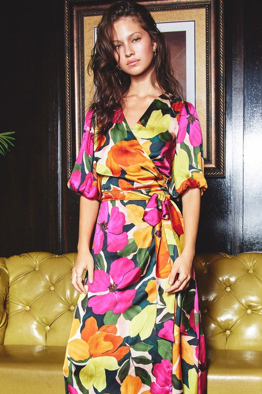Buy Euphoria Bubble Sleeve Wrap Dress