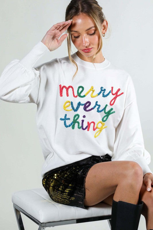 Merry Everything Crewneck Knit Sweater