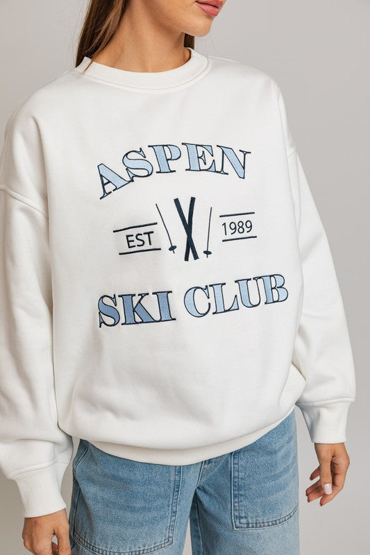 Long Sleeve ASPEN SKI CLUB Fleece Sswestshirt