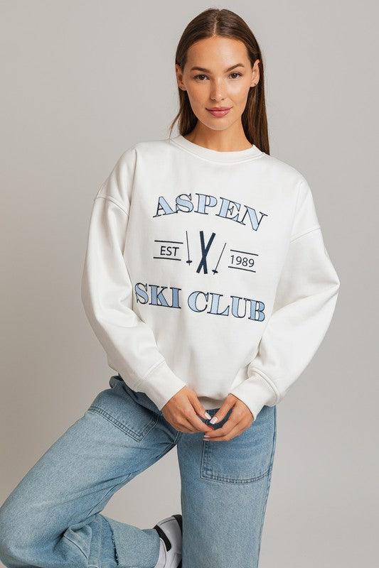 ASPEN SKI CLUB Long Sleeve Fleece Sweatshirt