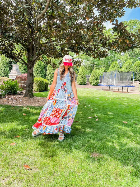 Patchwork Tile Printed Maxi Dress