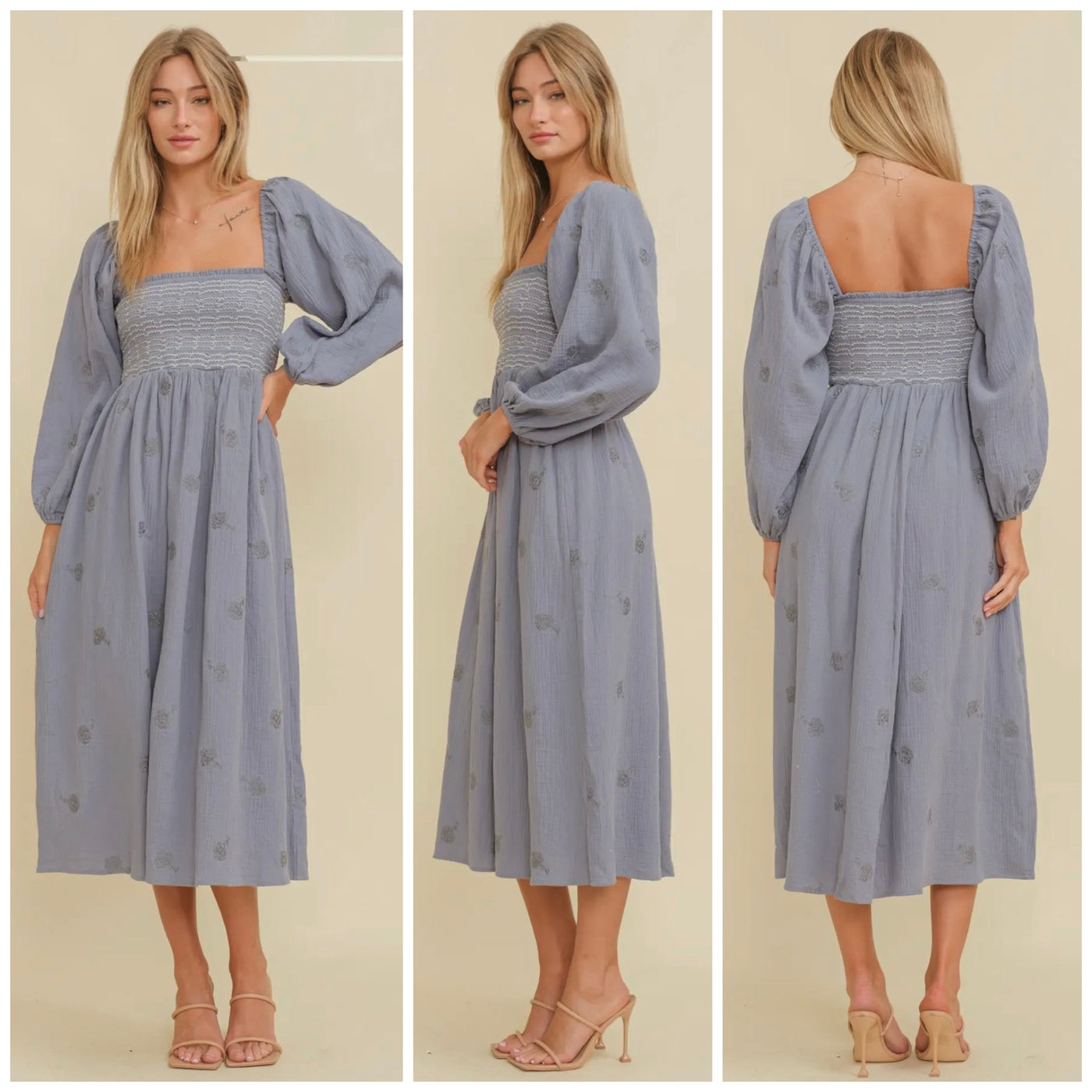 Fleur Bohemian Smocked Midi Dress