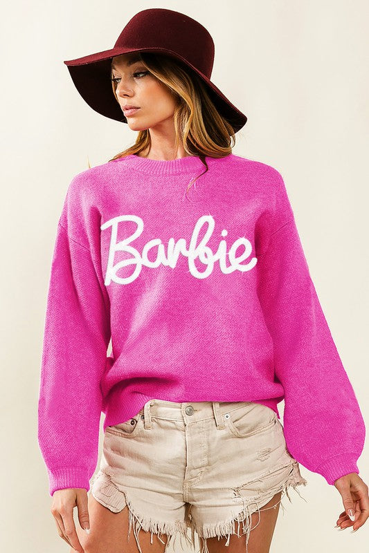 Barbie Cursive Lettering Knit Sweater - October Pre-Order