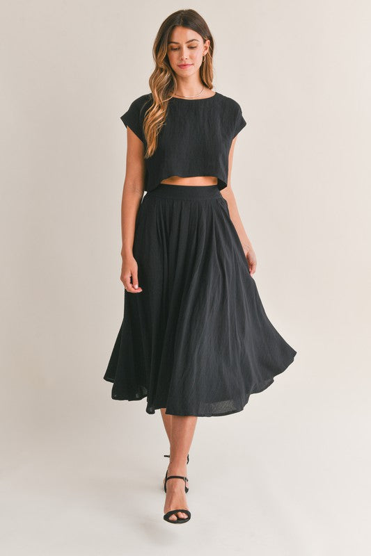 Black midi skirt and crop top sale