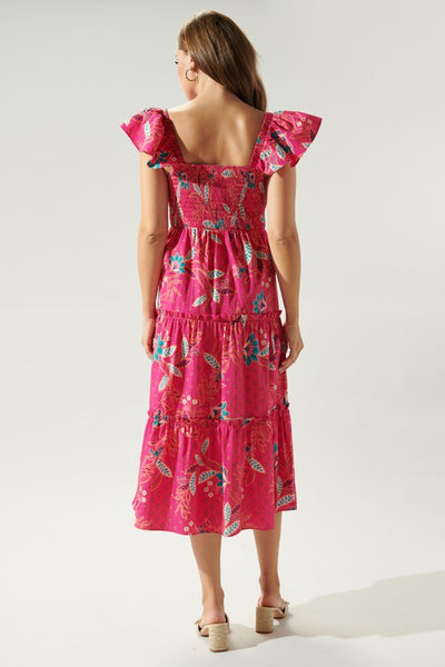 Sable Paisley Lou Smocked Tiered Midi Dress