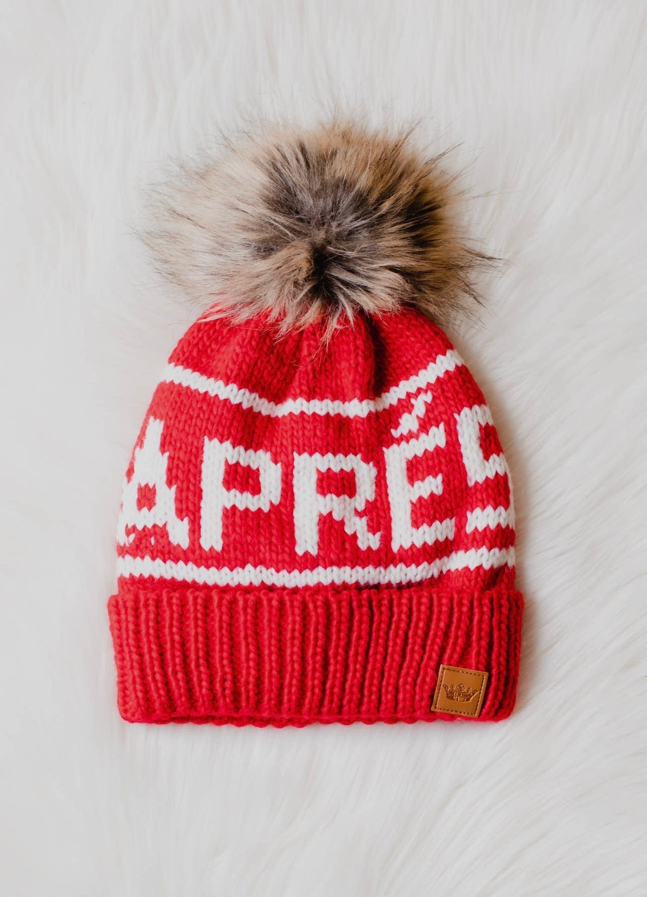 Aprés Knit Hat with Faux Fur Pom