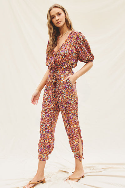 Mirage Puff Sleeve Tie Ankle Jumpsuit