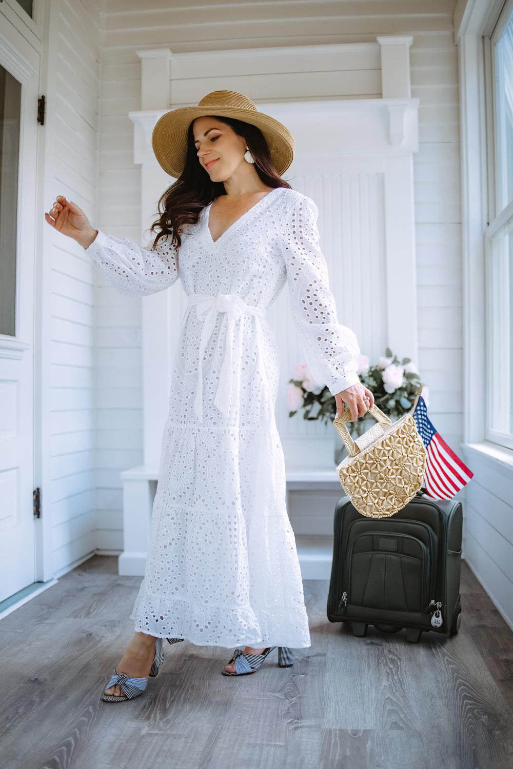 midi eyelet dress Emilia V-neck Tiered Back To My Roots and side seam pockets ROBES / JUPES Sizes:Girls 10