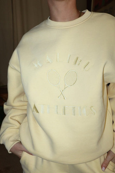 Malibu Athletics Embroidered Pullover Crewneck Sweatshirt