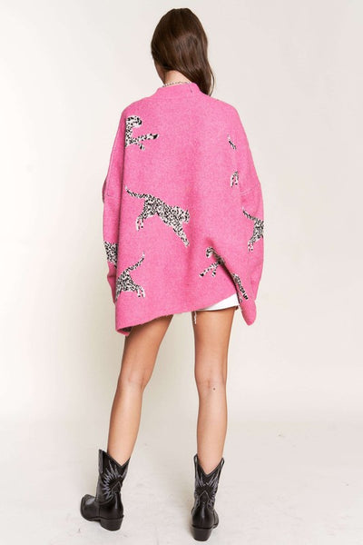 Emerson Pink Cheetah Print Knit Sweater