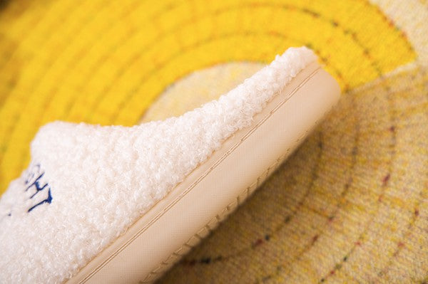 Kid’s Cozy Sherpa Smiley Face Slippers