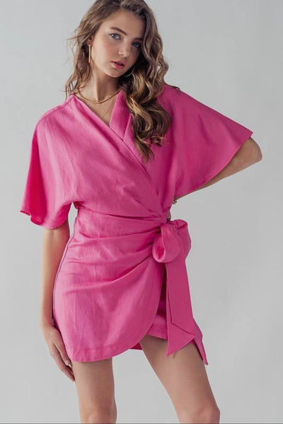 Azalea Flutter Sleeve Wrap Mini Dress