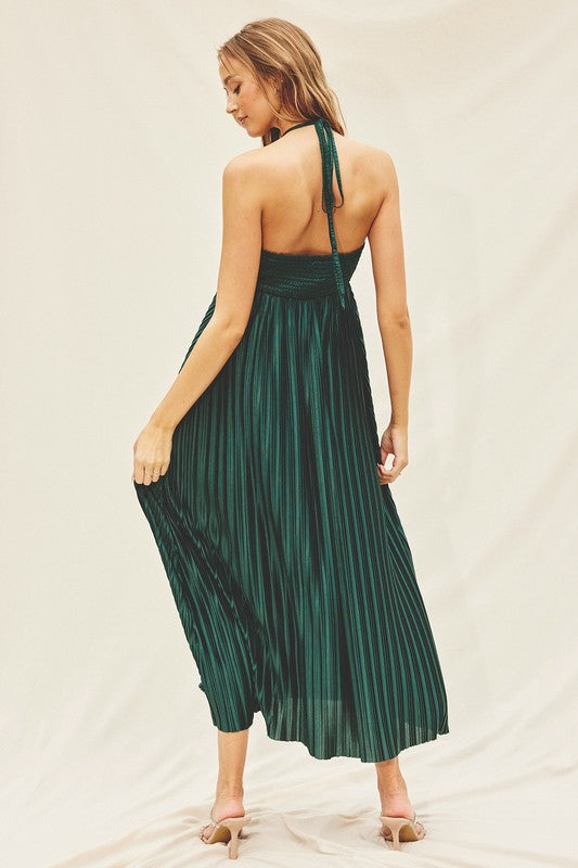 Buy Pandora Pleated Halter Maxi Dress – Style Trolley