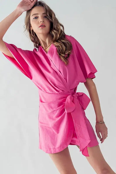 Azalea Flutter Sleeve Wrap Mini Dress