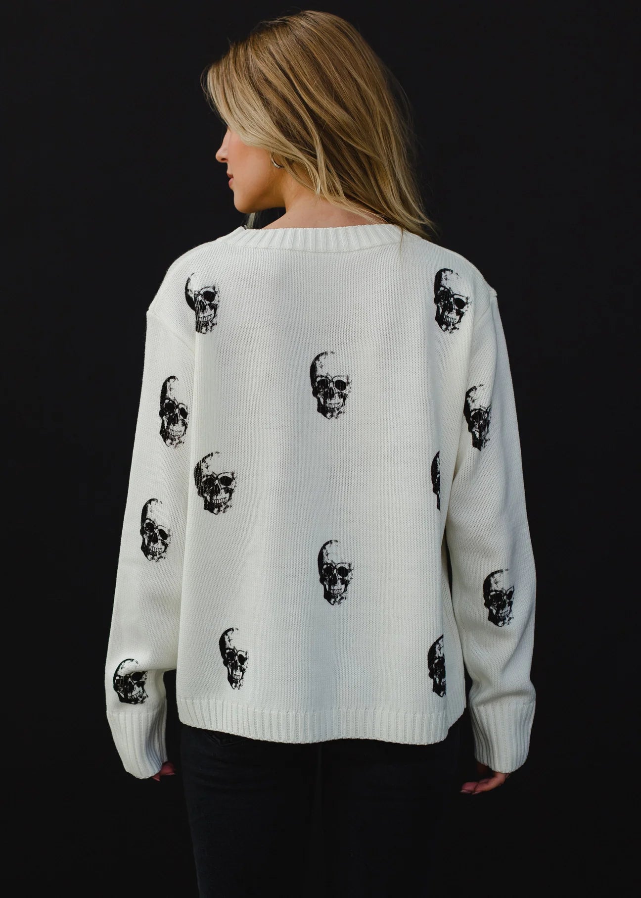 Off White Skull Pattern Knit Sweater