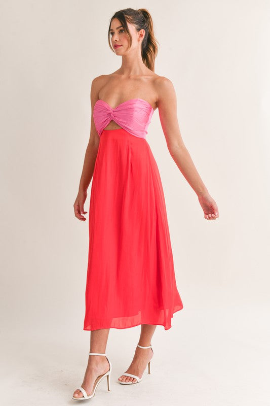 twisted front midi dress Color Block Twist Front Midi Dress Medium