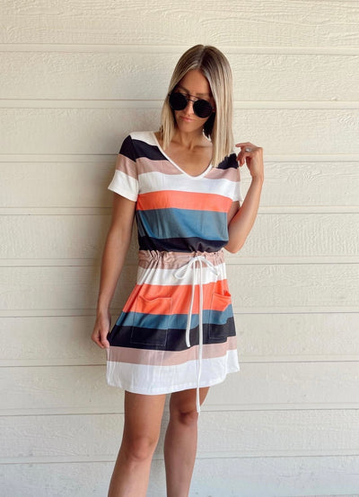 Andie Short Sleeve Striped Knit Dress