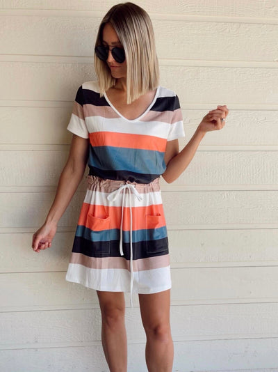 Andie Short Sleeve Striped Knit Dress