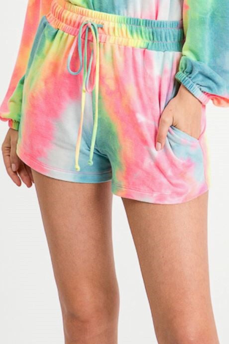 Rainbow Tie Dye Shorts Set-Loungewear-Style Trolley